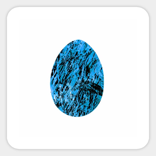 Easter egg - abstract blue-black textured watercolor, trendy earthy tones, colors, isolated on white. Design for background, cover and packaging, Easter and food illustration, greeting card. Sticker by Olesya Pugach
